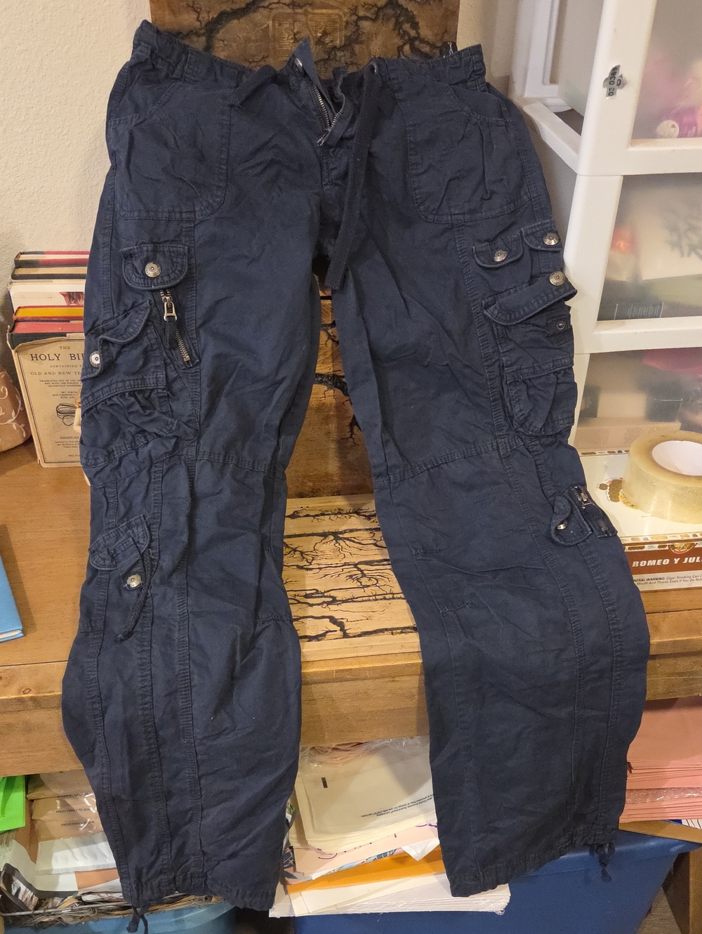 Jack & David Navy Cargo Utility Pants Navy Blue EUC